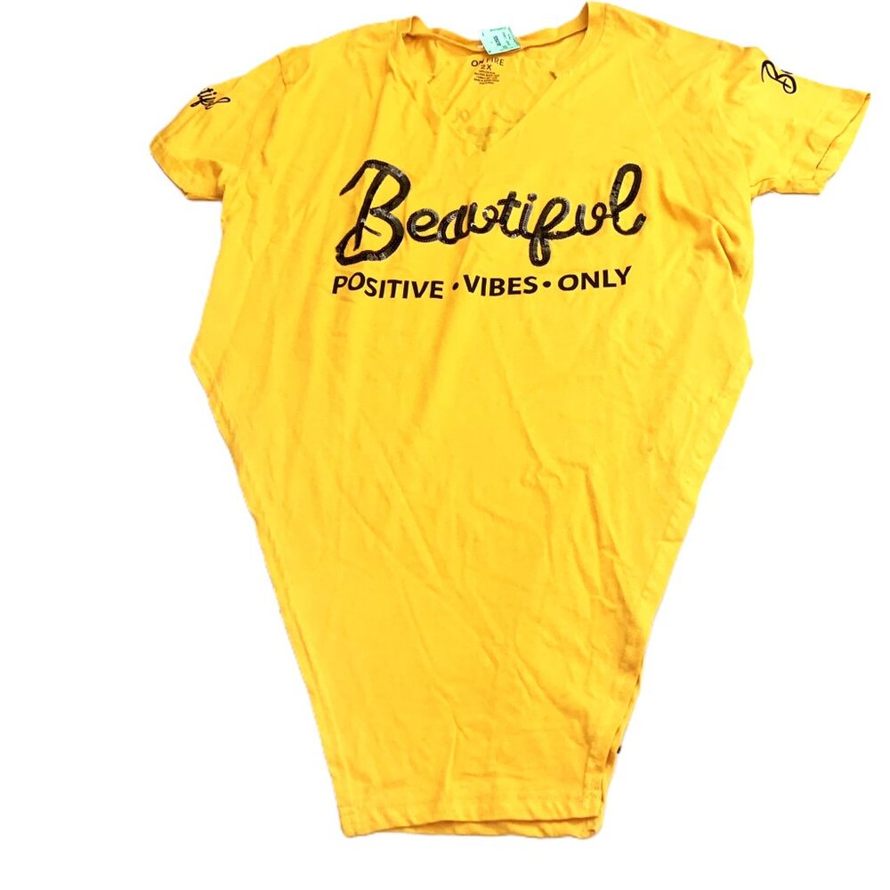 NWT ON FIRE Women Yellow Mustard Beautiful Short Sleeve T-Shirt 2X